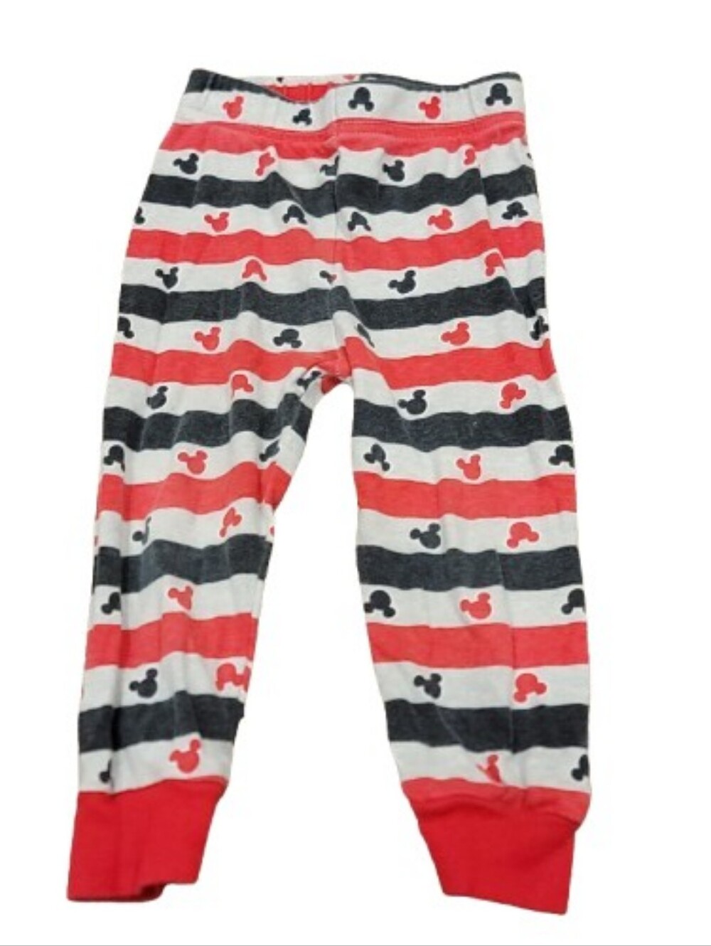 Mickey Mouse Pull On Elastic Pajama Pants Toddler Boys 24M Red Black Striped